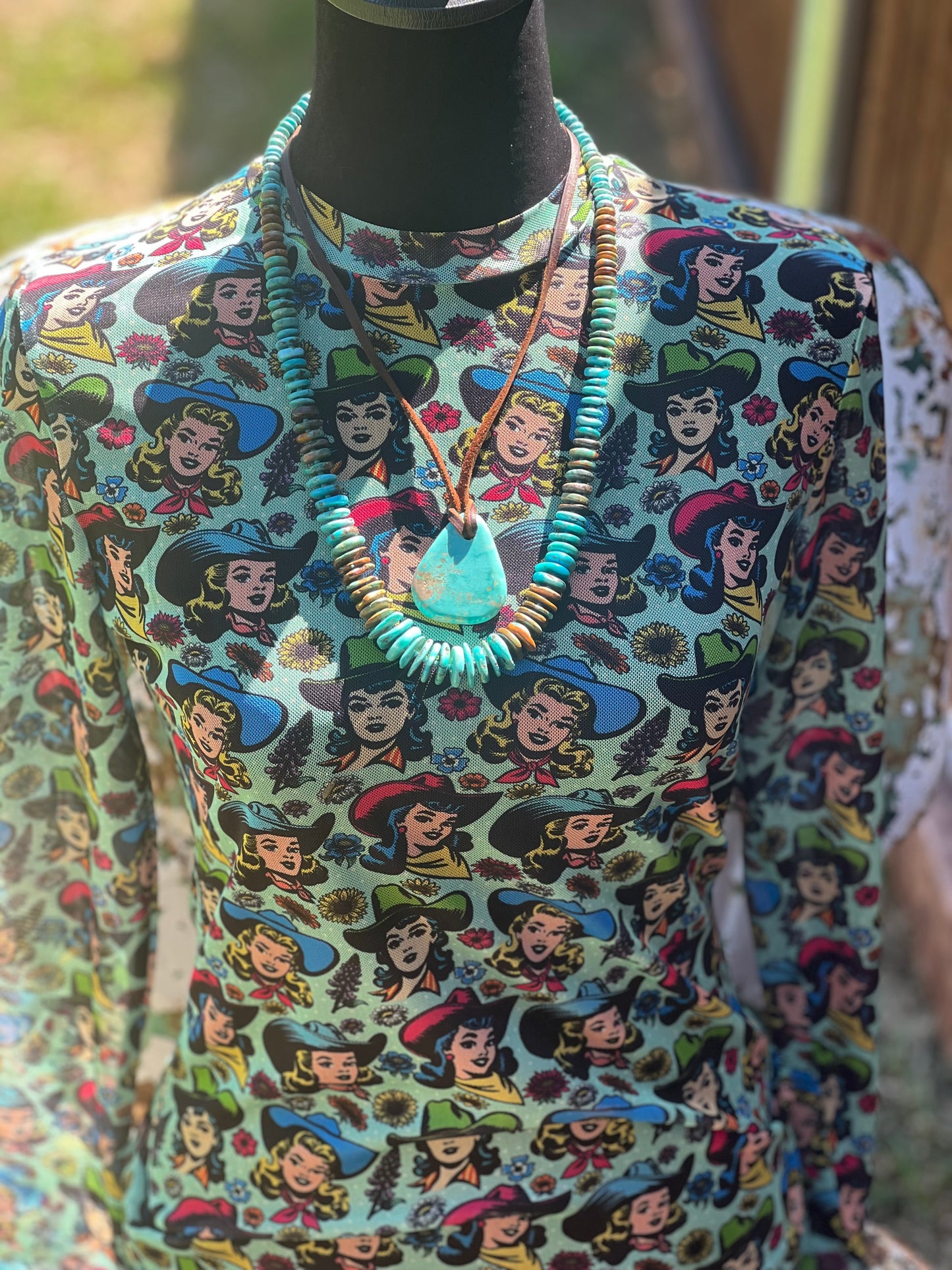 Retro Cowgirl Mesh Top