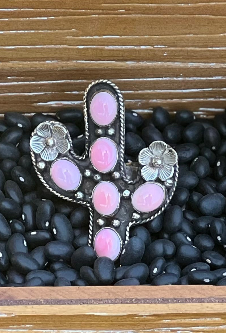 Tibetan Pink Conch Cactus Ring