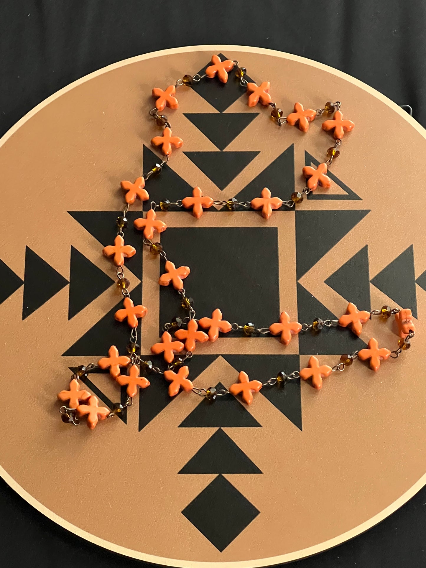 Orange Cross Necklace