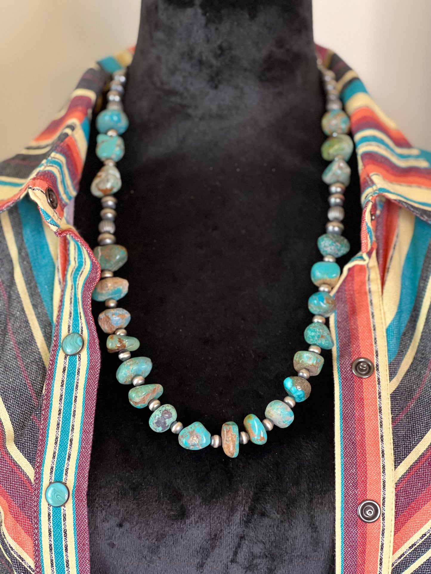 “Dutton” - Turquoise & Navajo Pearl Necklace