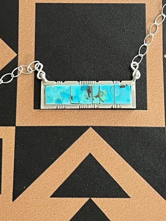 STEVE FRANCISCO | Navajo Kingman Inlay Bar Necklace