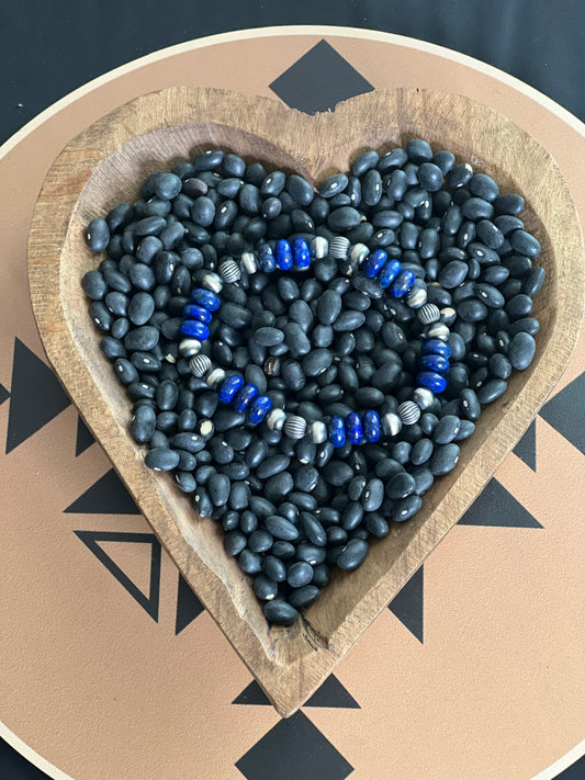 Lapis & Navajo Pearl Stretch Bracelet