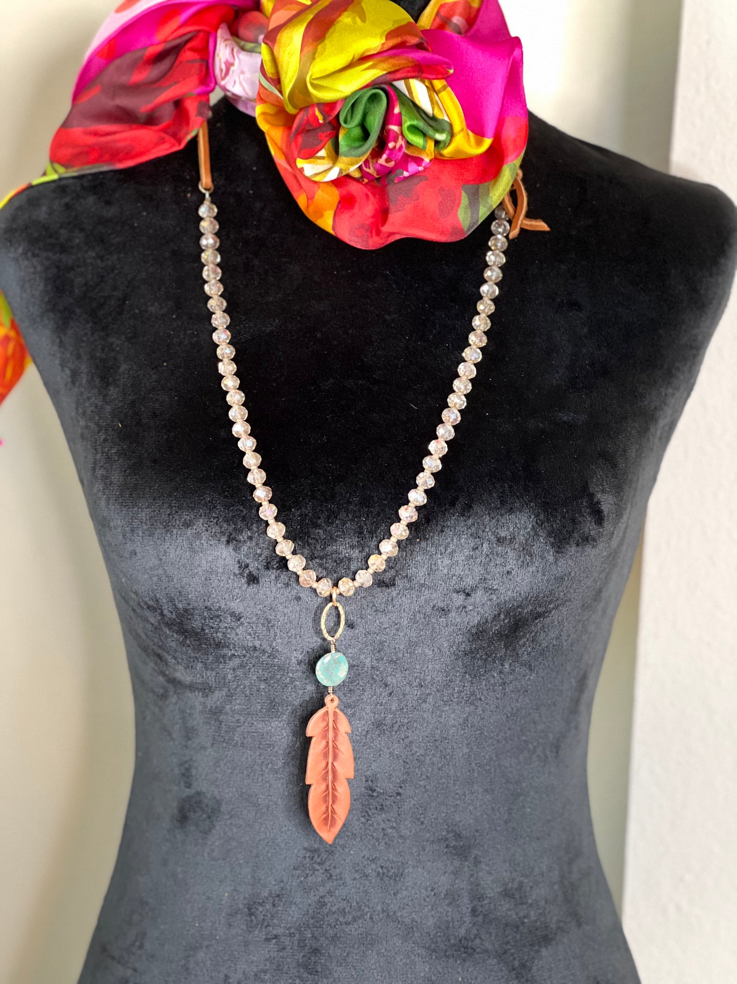 Crystal & Leather Necklace