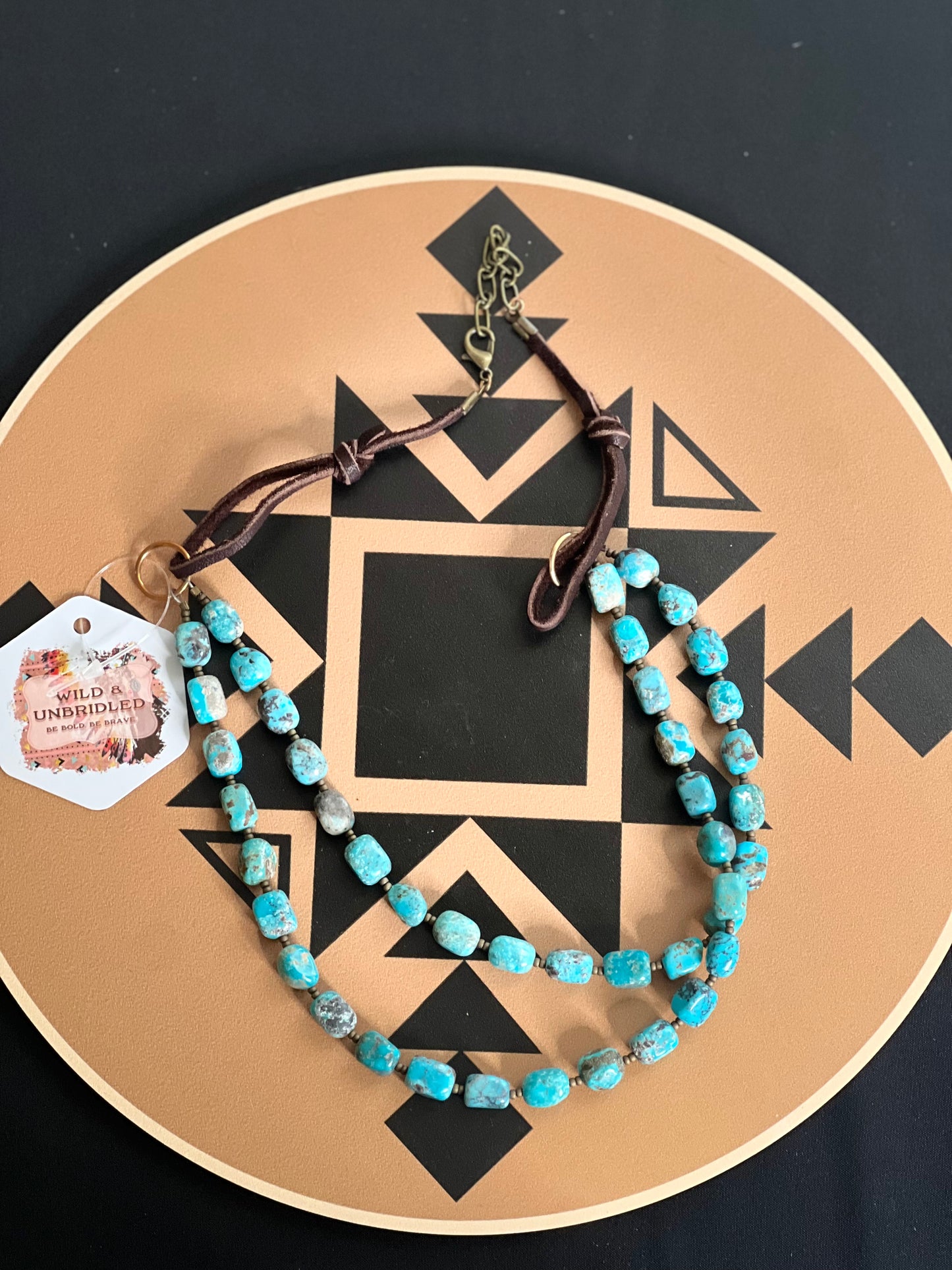 Kingman Turquoise & Leather Necklace