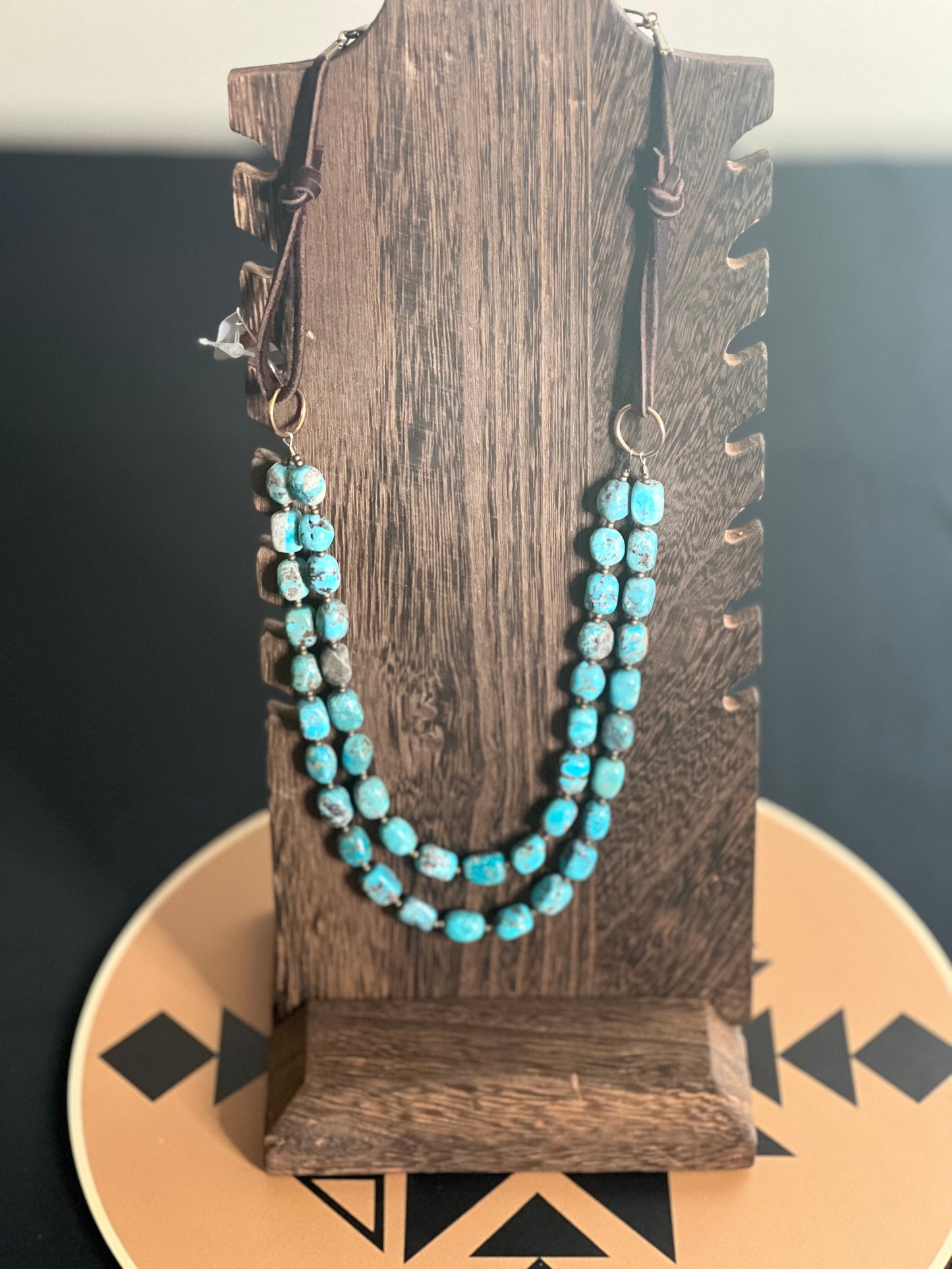 Kingman Turquoise & Leather Necklace