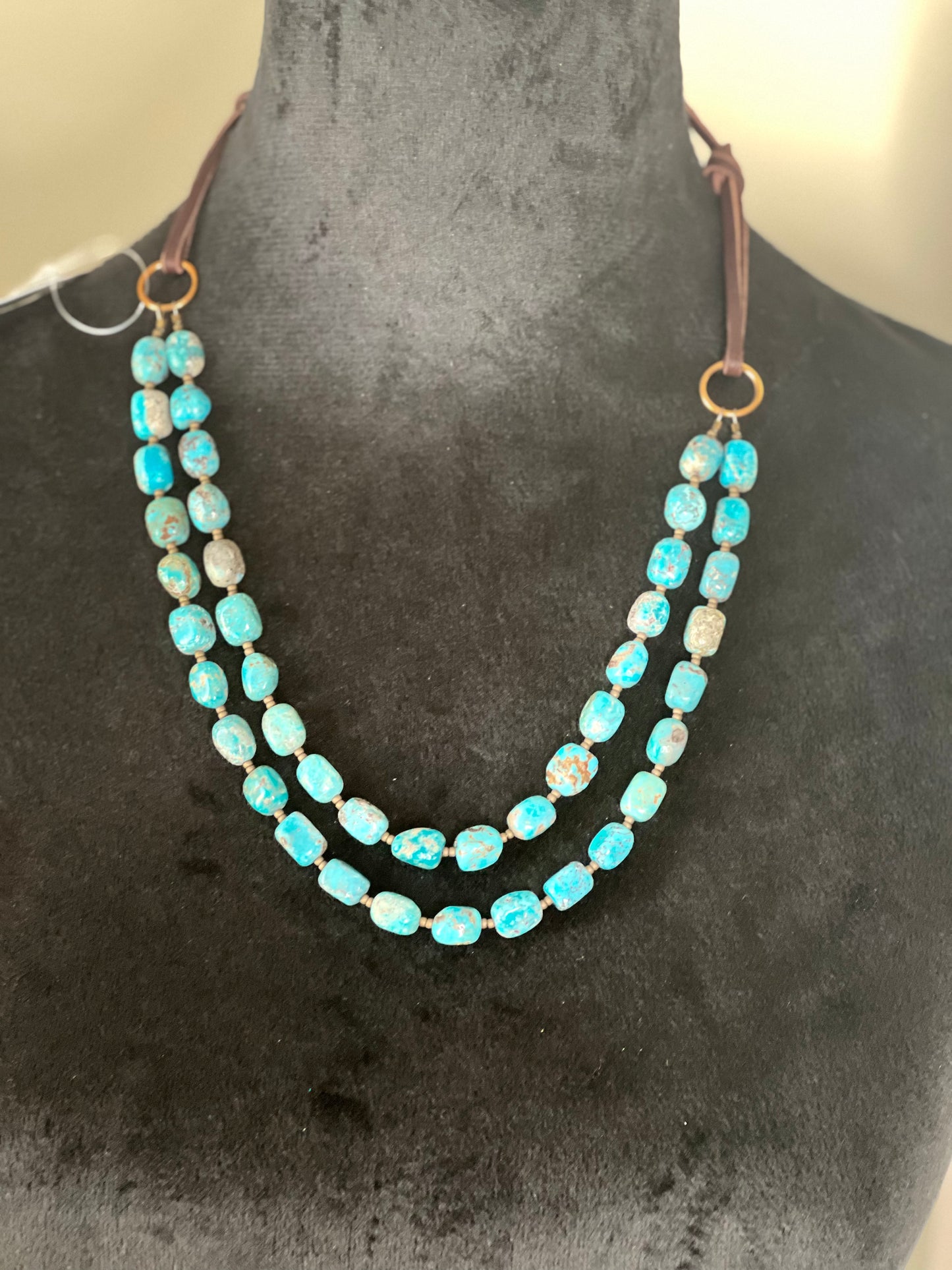 Kingman Turquoise & Leather Necklace