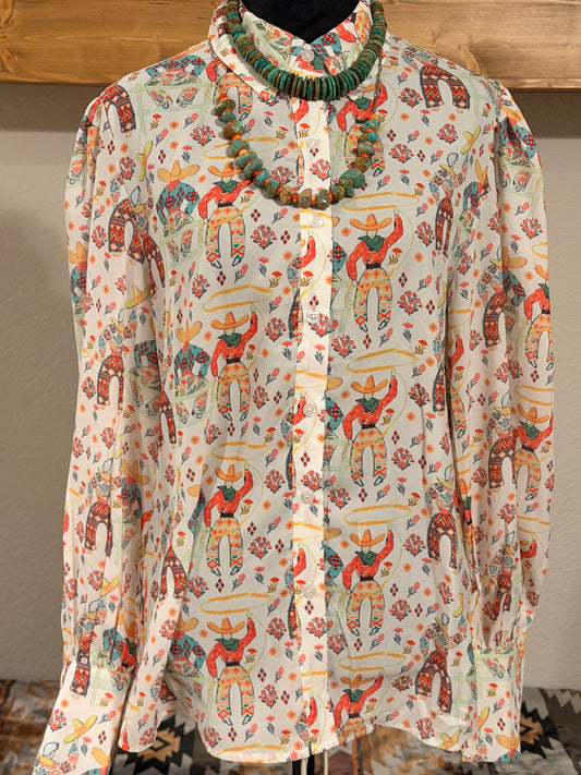 Roping Cowboy Blouse