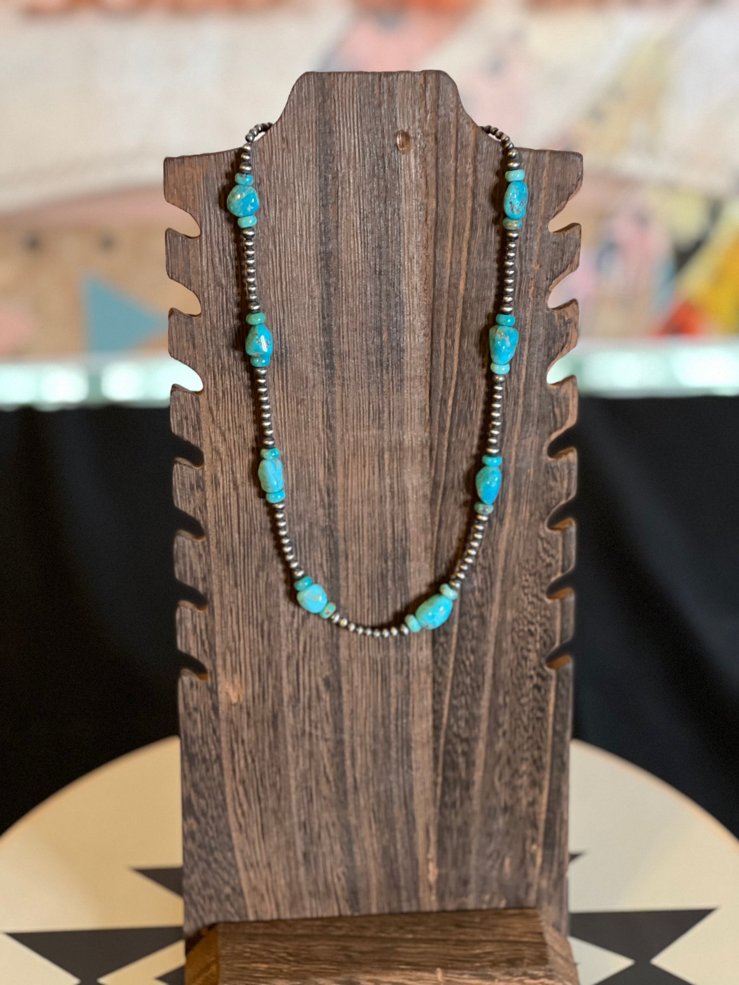 Navajo Pearl & Lone Mountain Turquoise Necklace