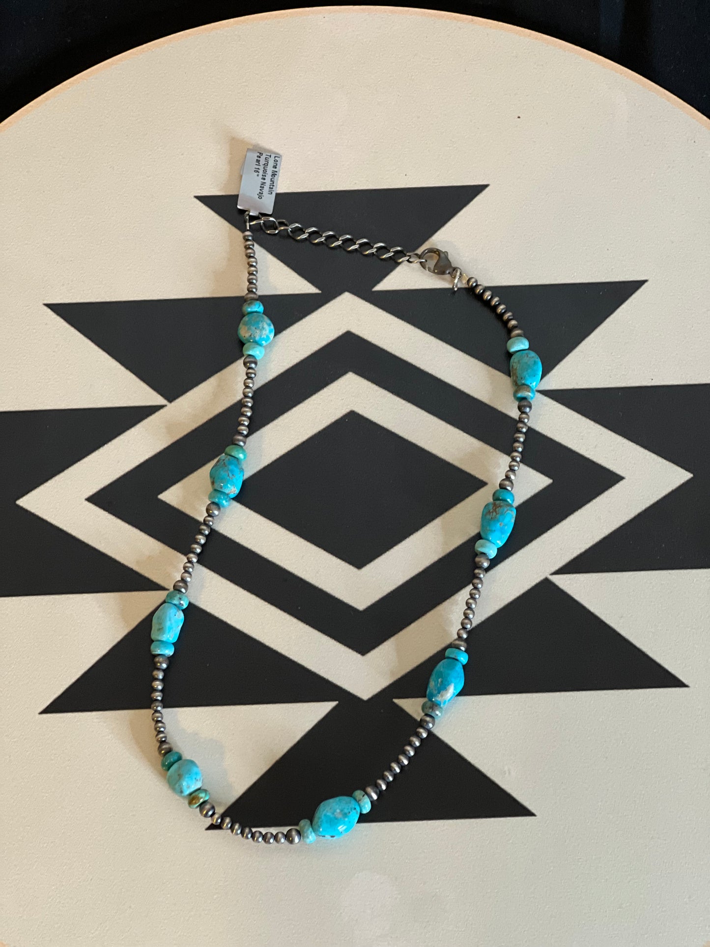 Navajo Pearl & Lone Mountain Turquoise Necklace