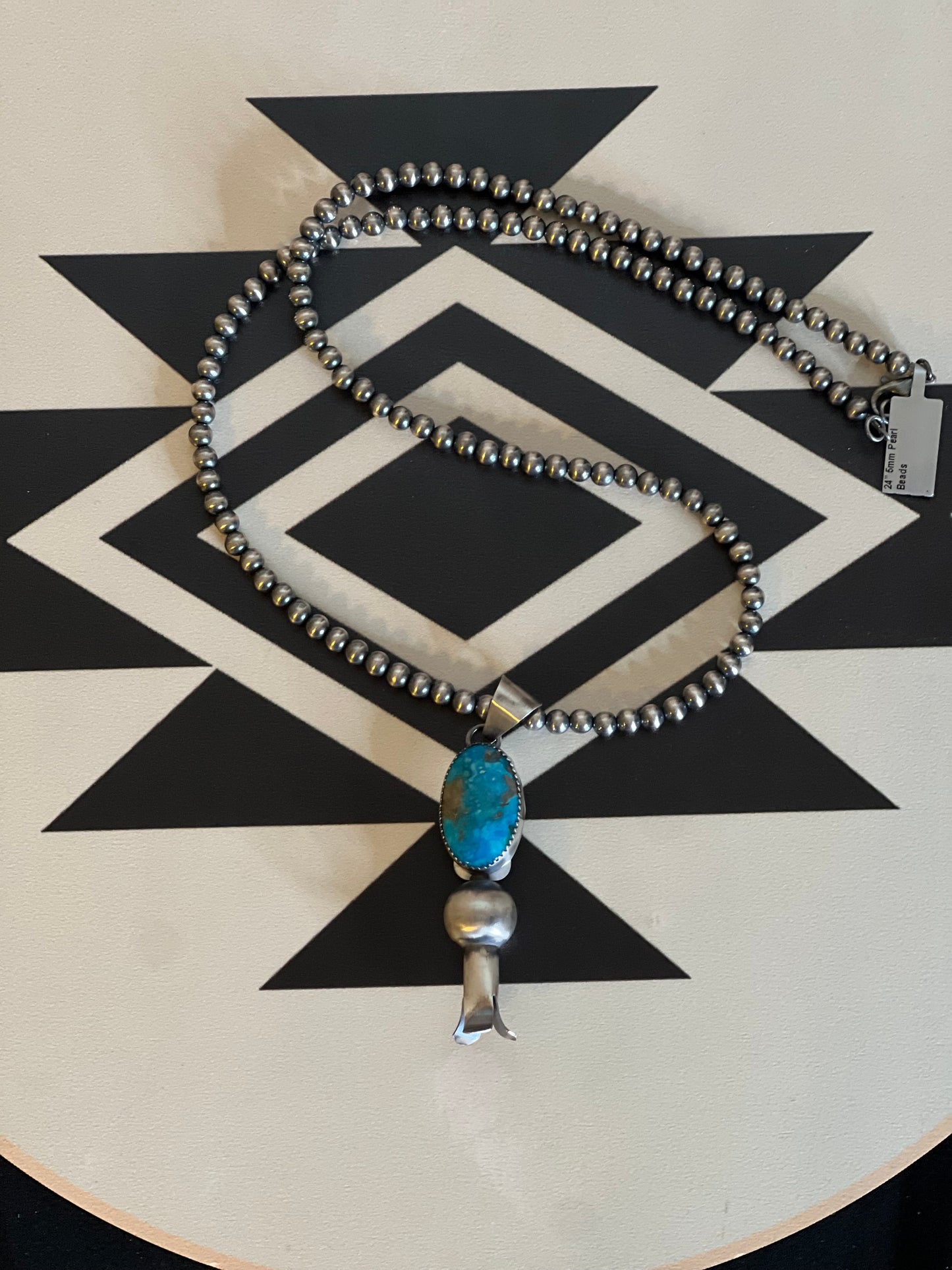 TIA LONG | NAVAJO Kingman Squash Blossom Pendant