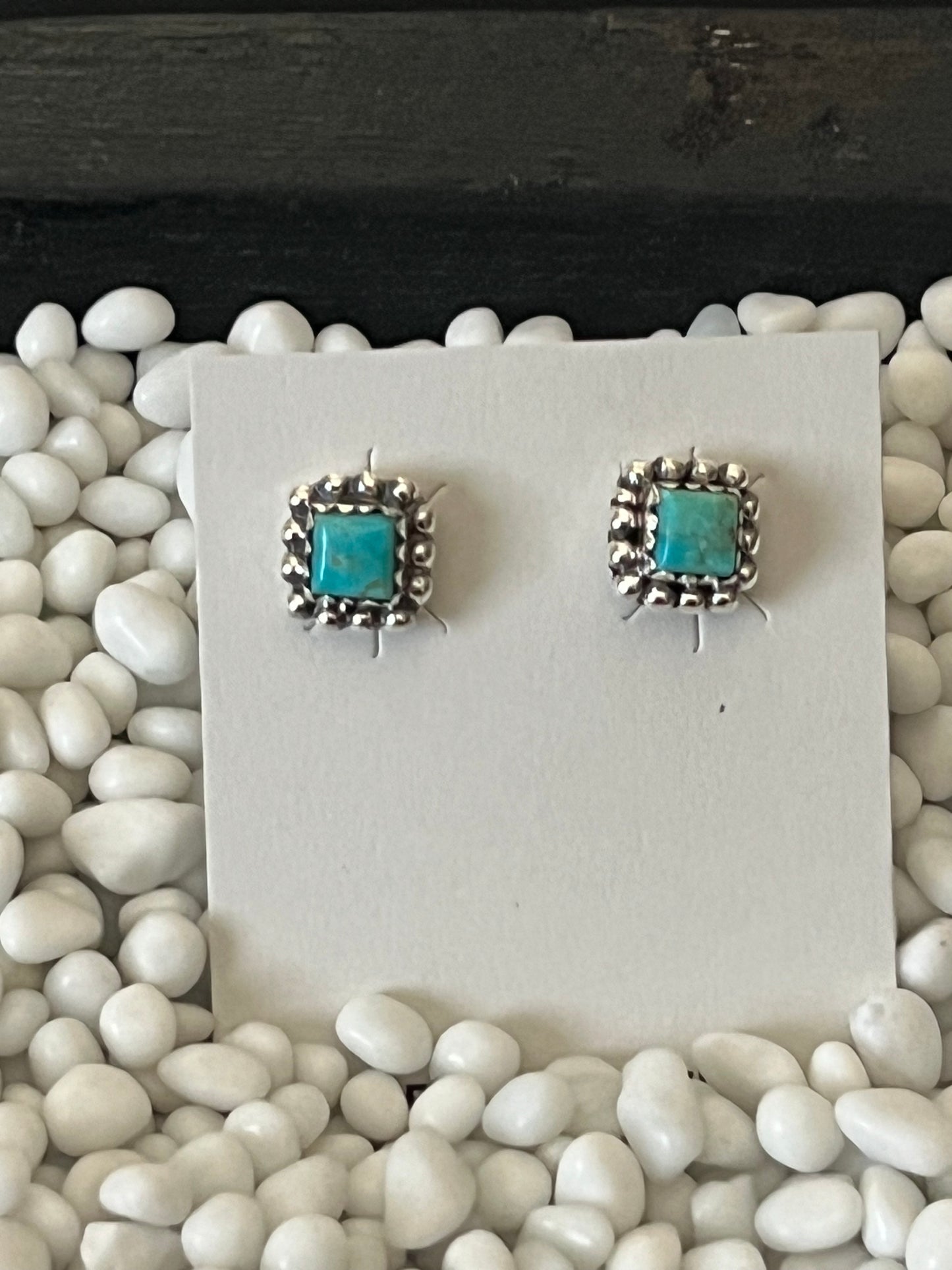 Square Kingman Stud Earrings