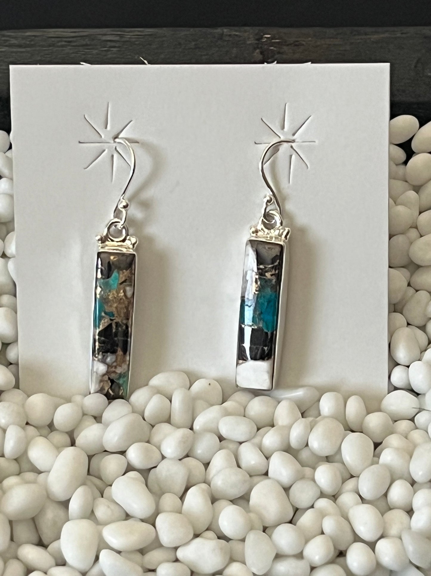 White Buffalo & Kingman Bar Earrings