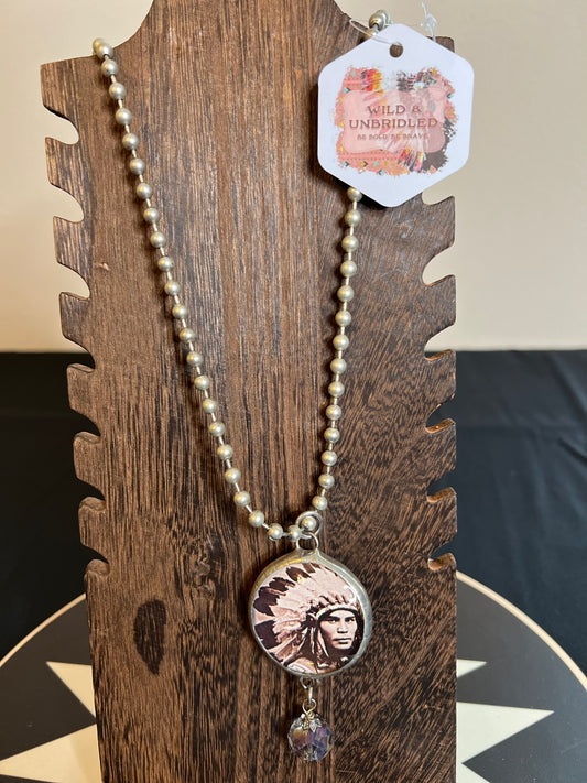 Young Chief Warrior Charm Necklace