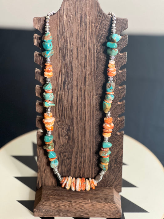 "Sedona" - Spiny Oyster & Turquoise Necklace