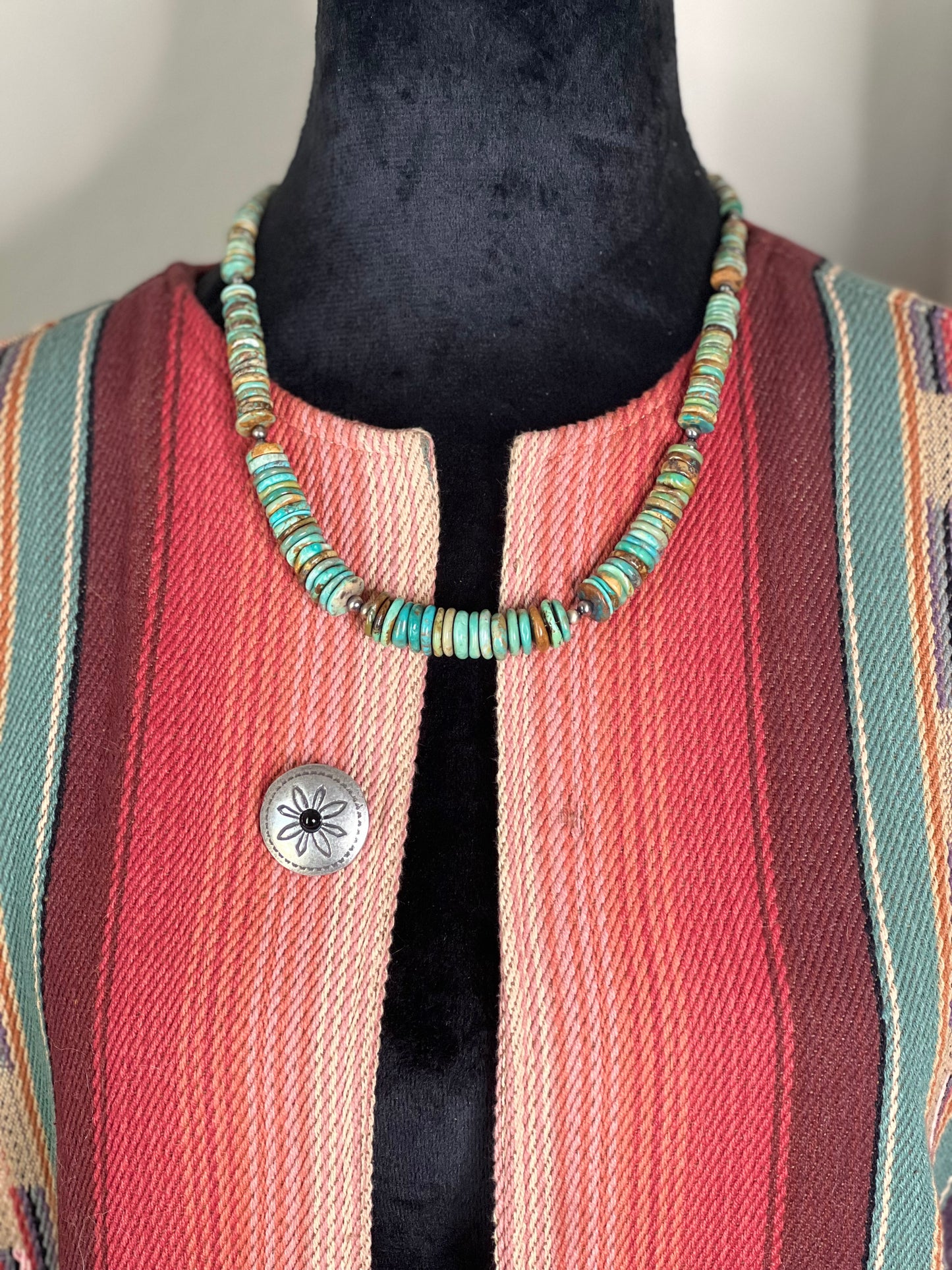 "Babs" - Green Turquoise Navajo Pearl Necklace