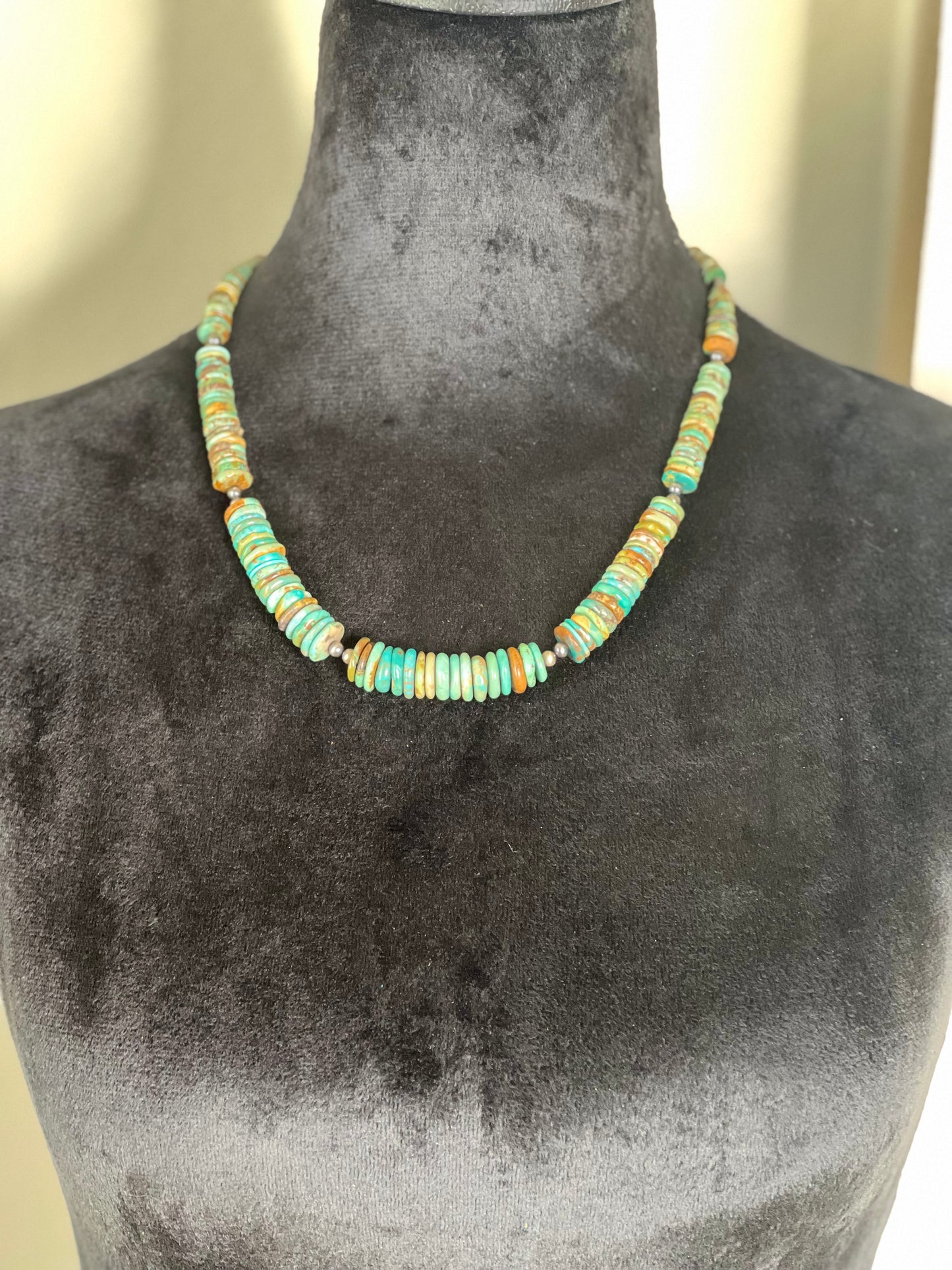 "Babs" - Green Turquoise Navajo Pearl Necklace