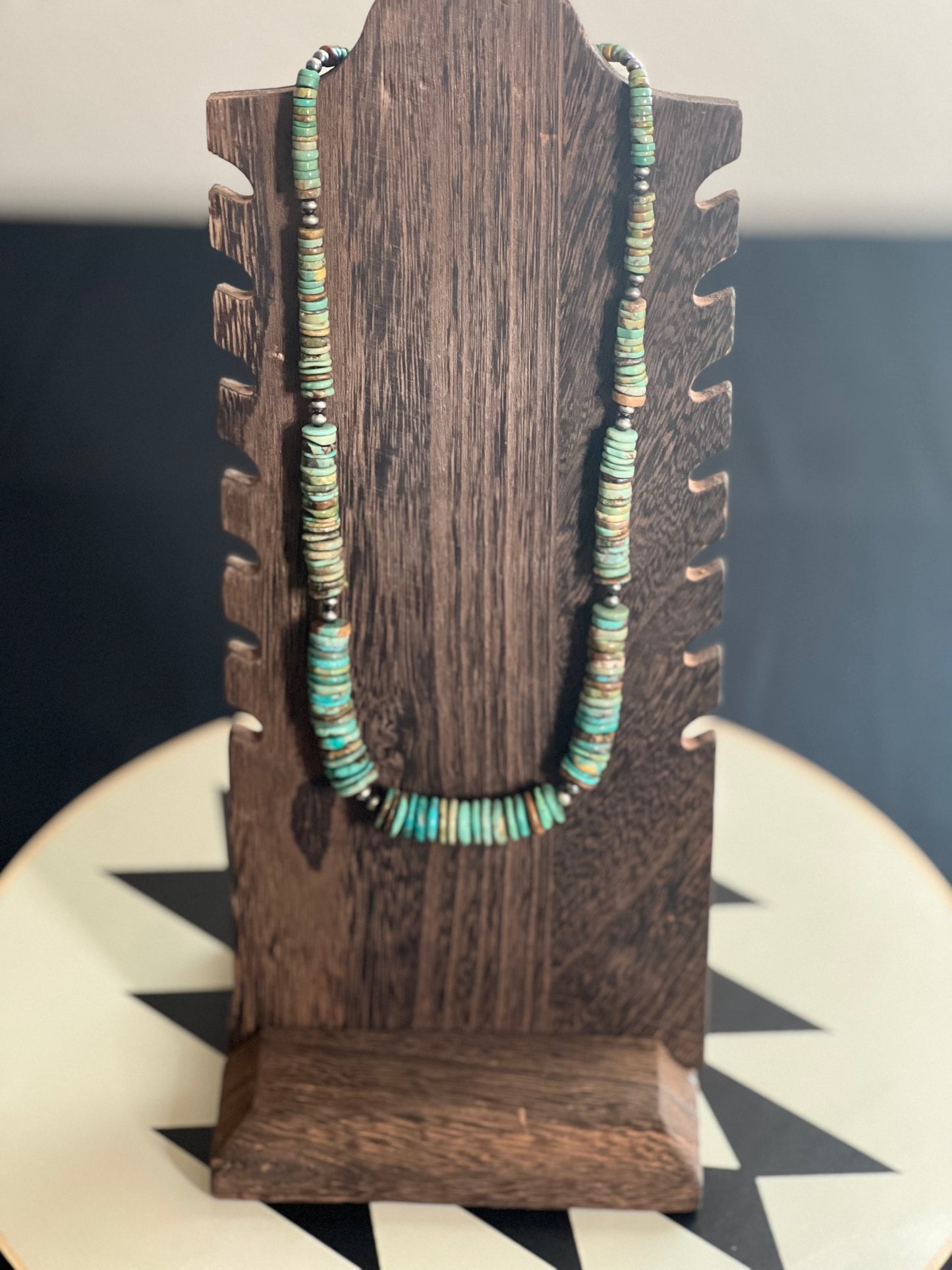 "Babs" - Green Turquoise Navajo Pearl Necklace