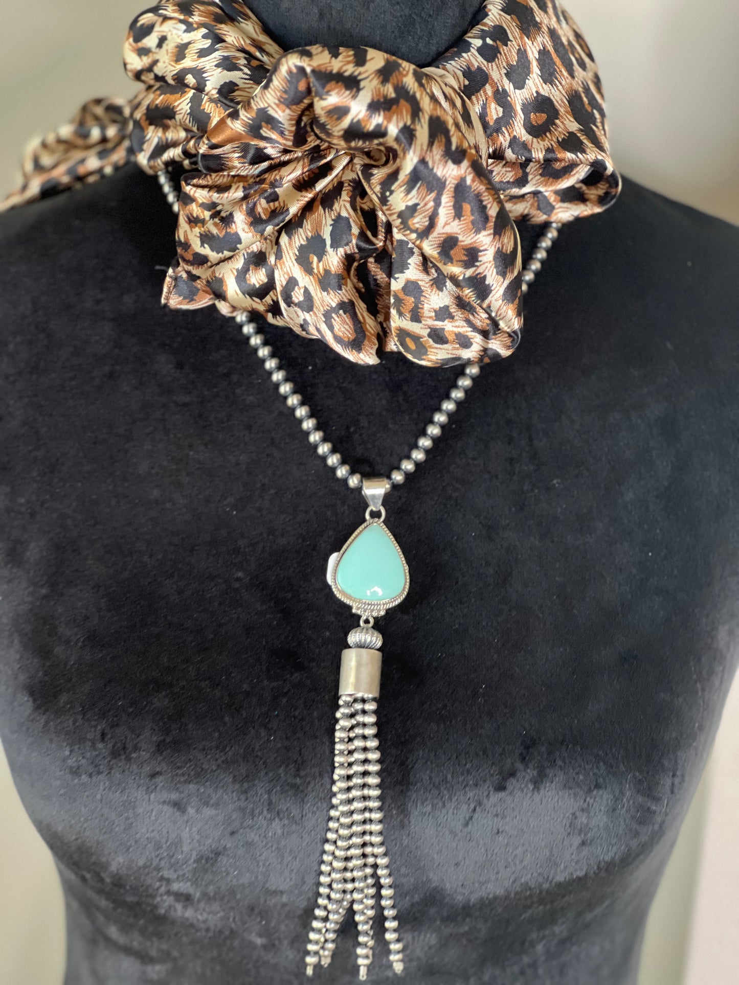 Kingman Turquoise Tassel Pendant