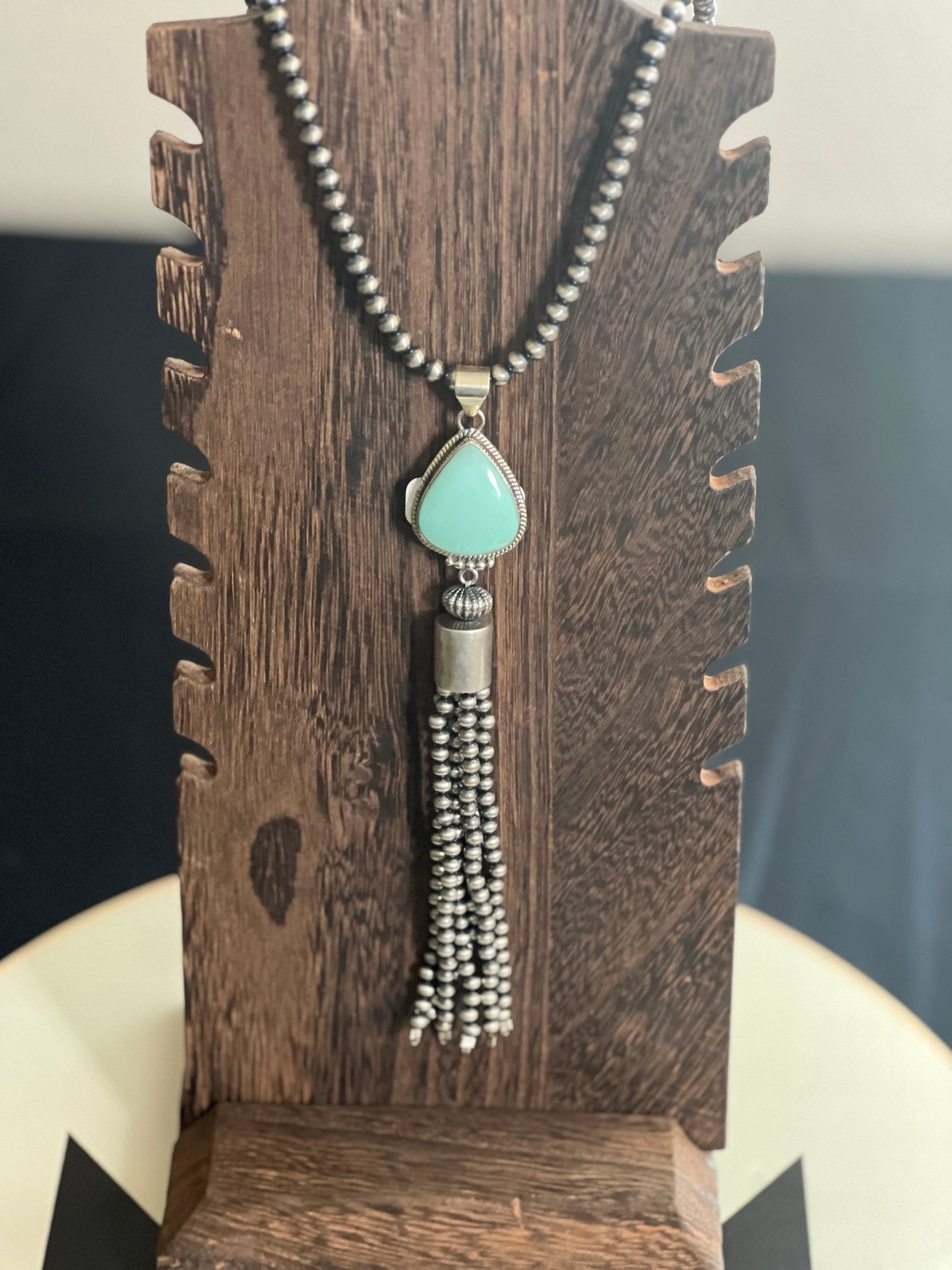 Kingman Turquoise Tassel Pendant