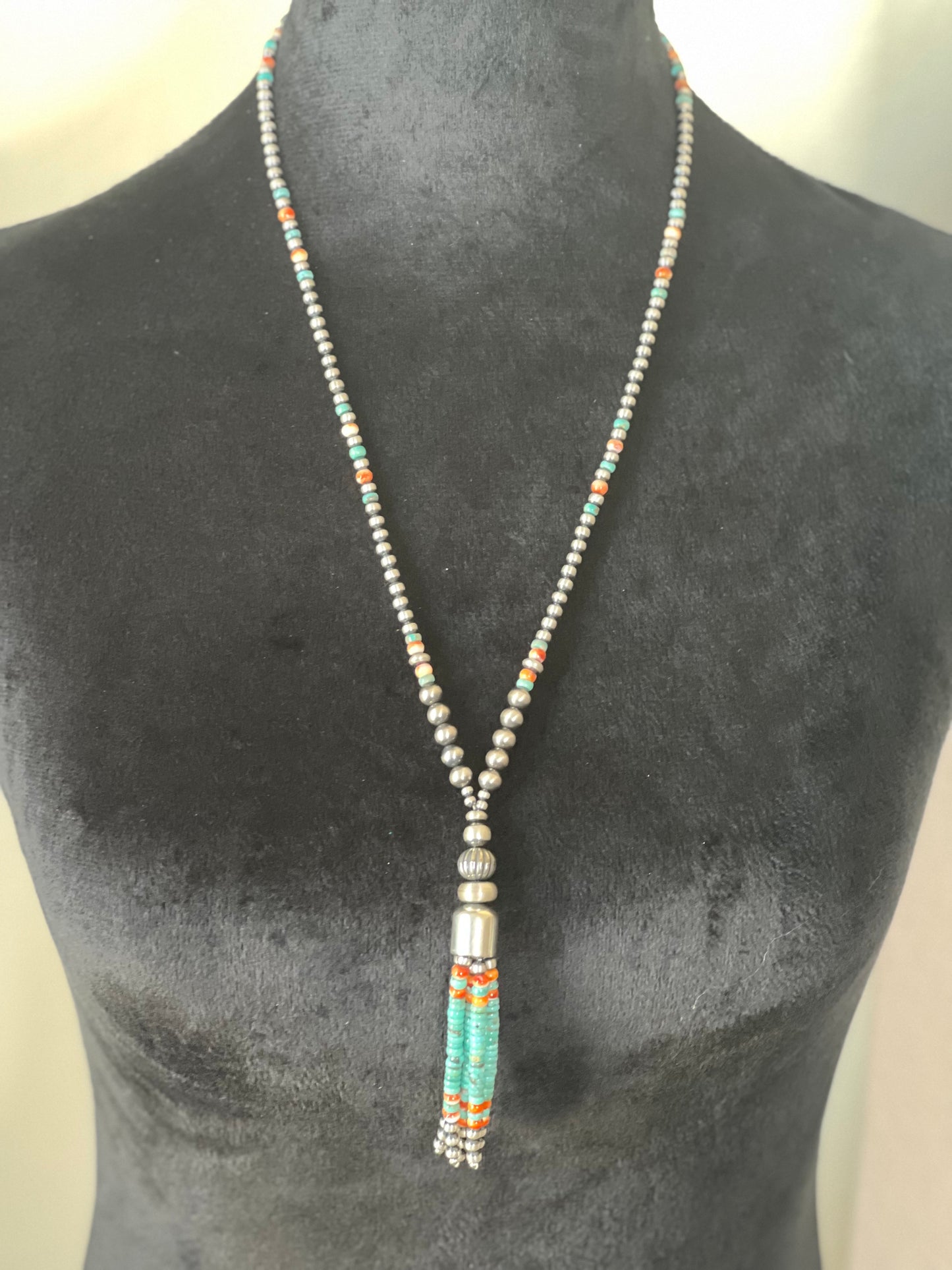 Navajo Pearl with Turquoise & Spiny Tassel