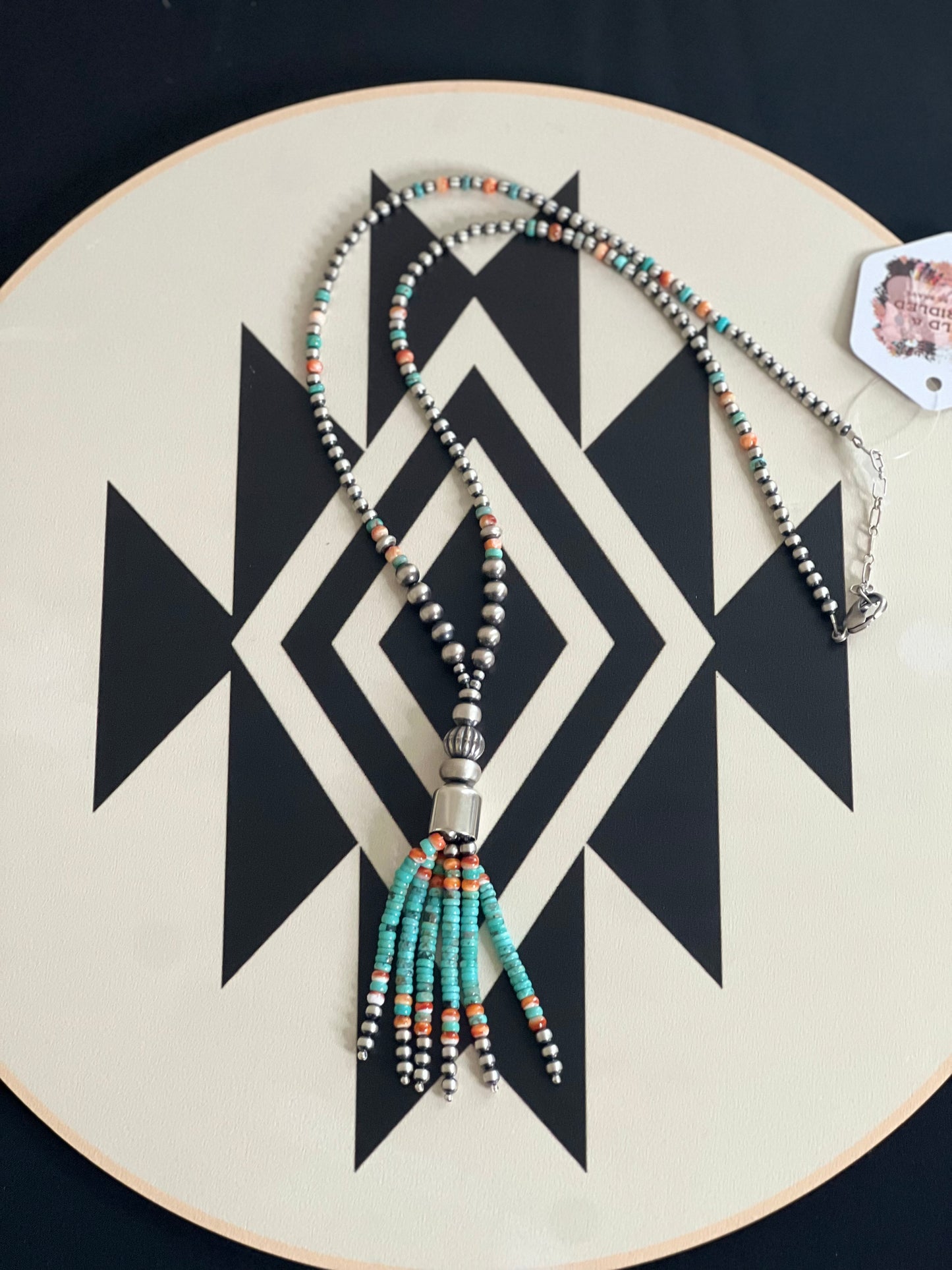 Navajo Pearl with Turquoise & Spiny Tassel