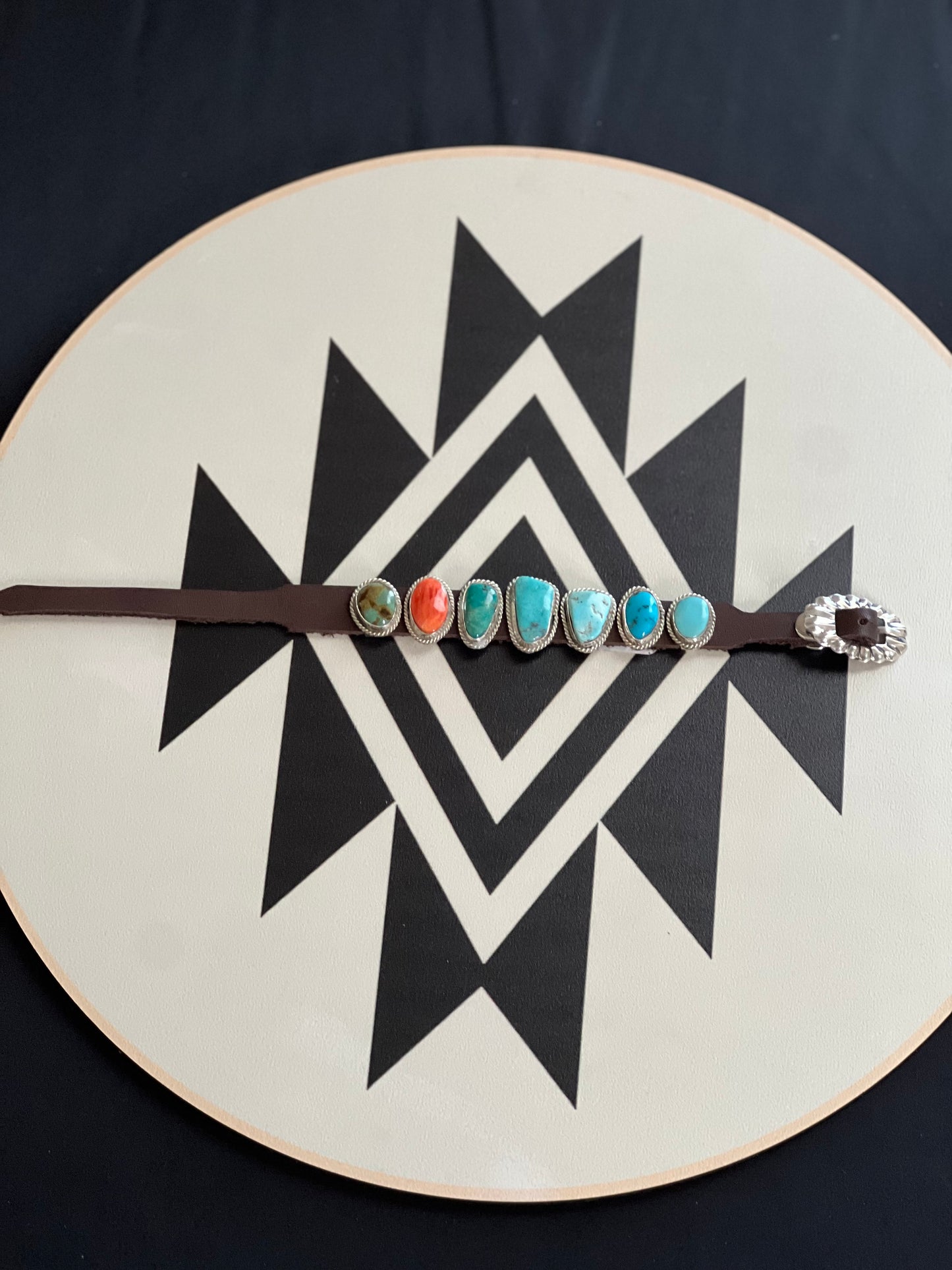 ANNIE SPENCER | NAVAJO Leather Turquoise Buckle Bracelet