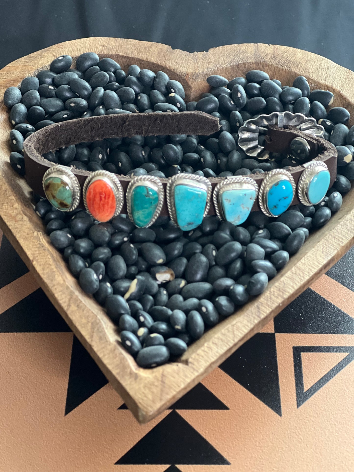 ANNIE SPENCER | NAVAJO Leather Turquoise Buckle Bracelet