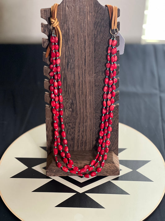 Coral & Turquoise 3-Strand Necklace