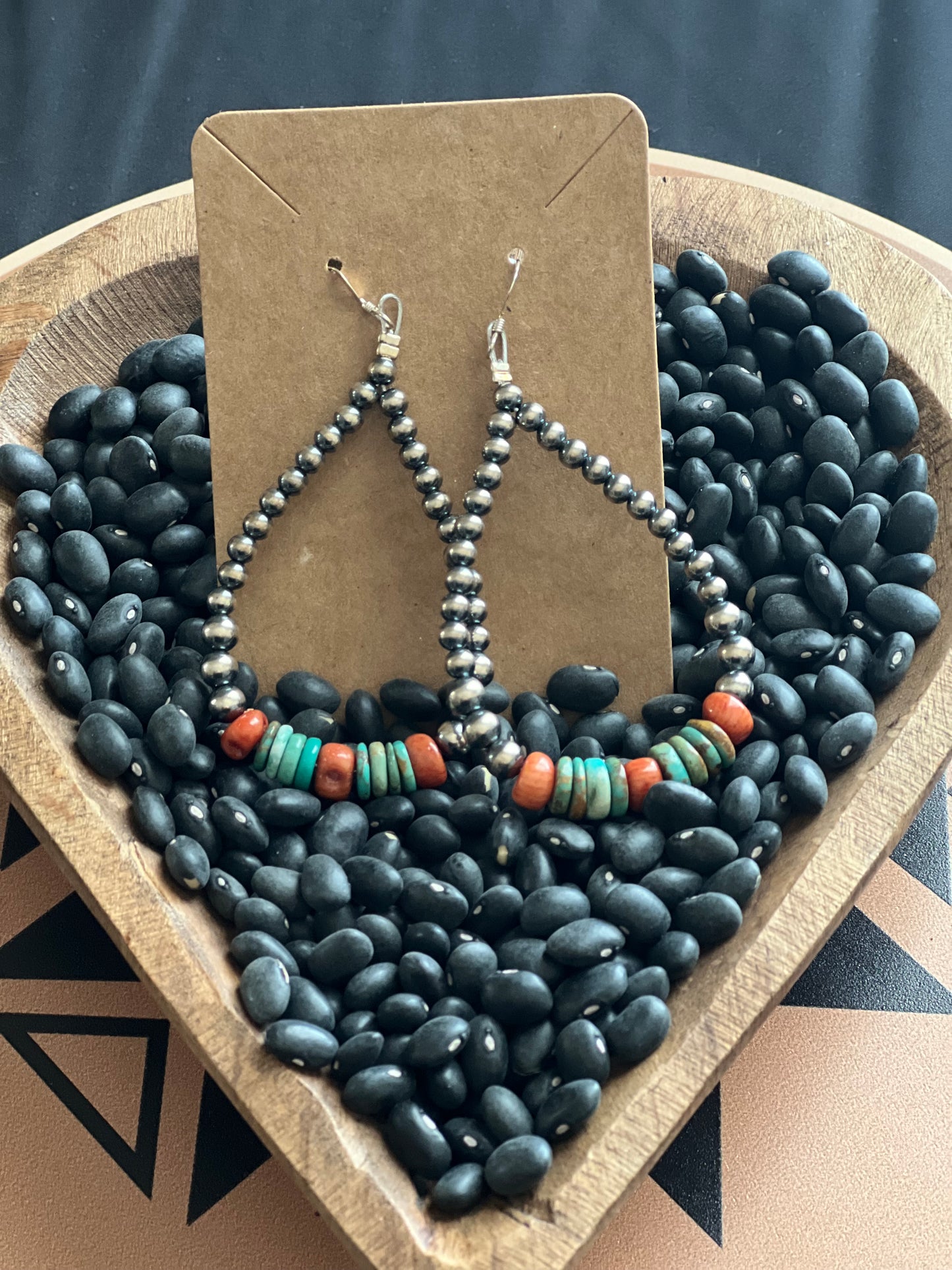 Navajo Pearl & Spiny Teardrop Earrings