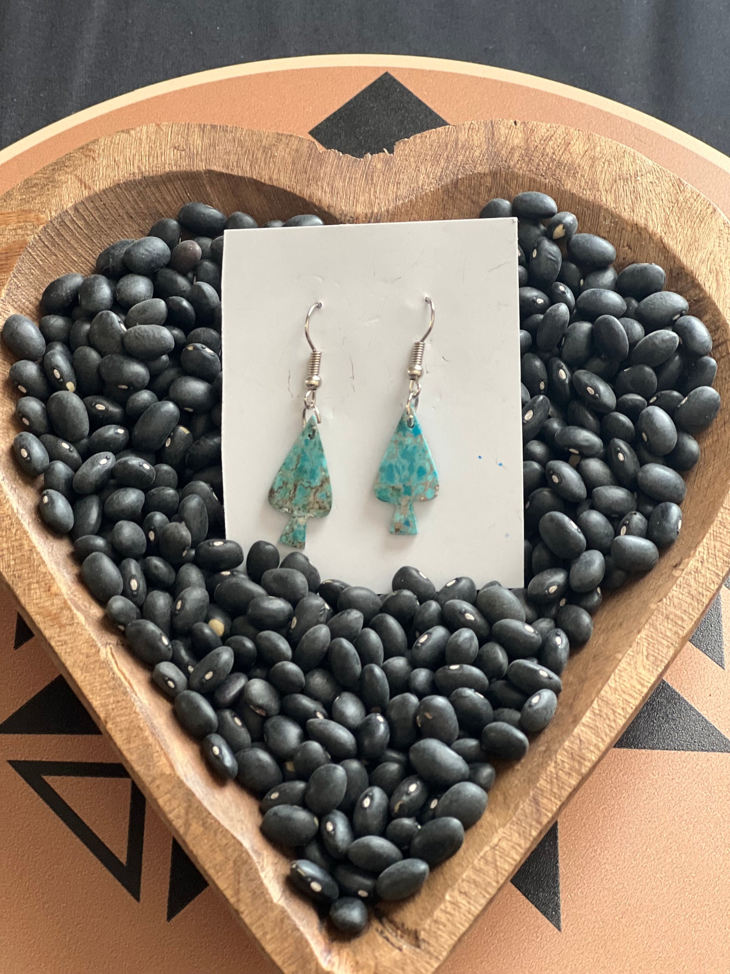 Blue Indigo Slab Earrings - Spade